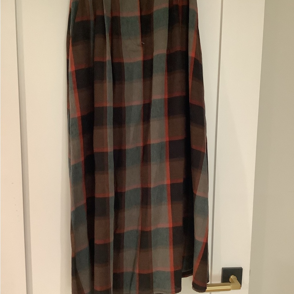 Anthropologie Brown and Black Midi A-Line Skirt
